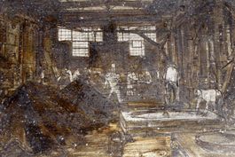 RUDOLF MUMPRECHT (Swiss 1918-2019) Giesserei, 1946 Öl/Karton