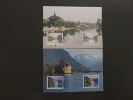1998 Nr. 958 + 959 + beide Chinesischen auf 2 Maximumkarten