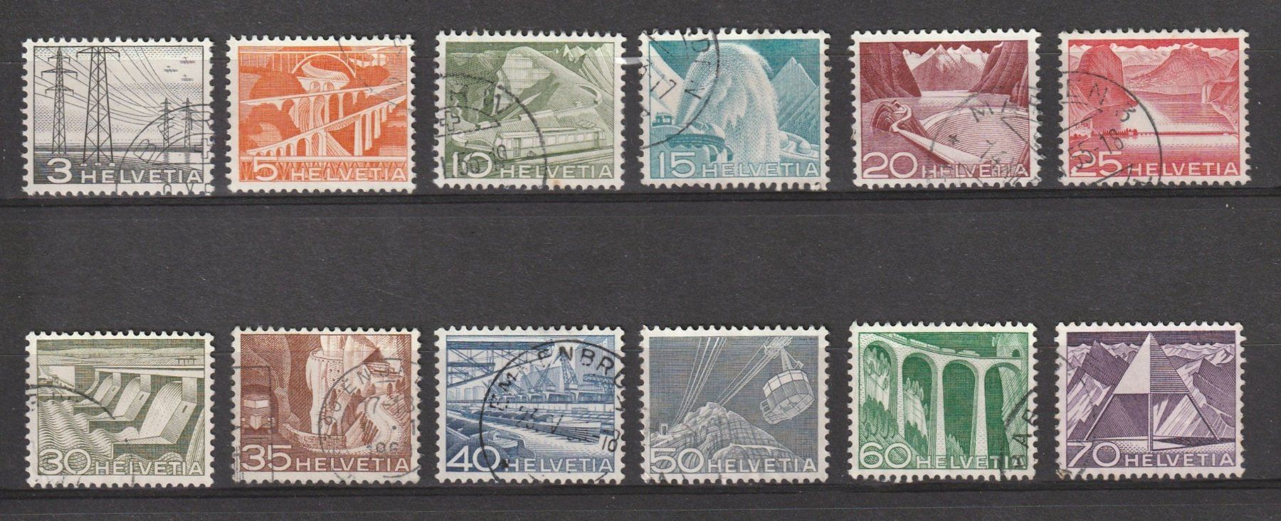 Alle Briefmarken: Technik und Landschaft 1949 – Gebraucht aus Buttisholz von wbr_wdw8