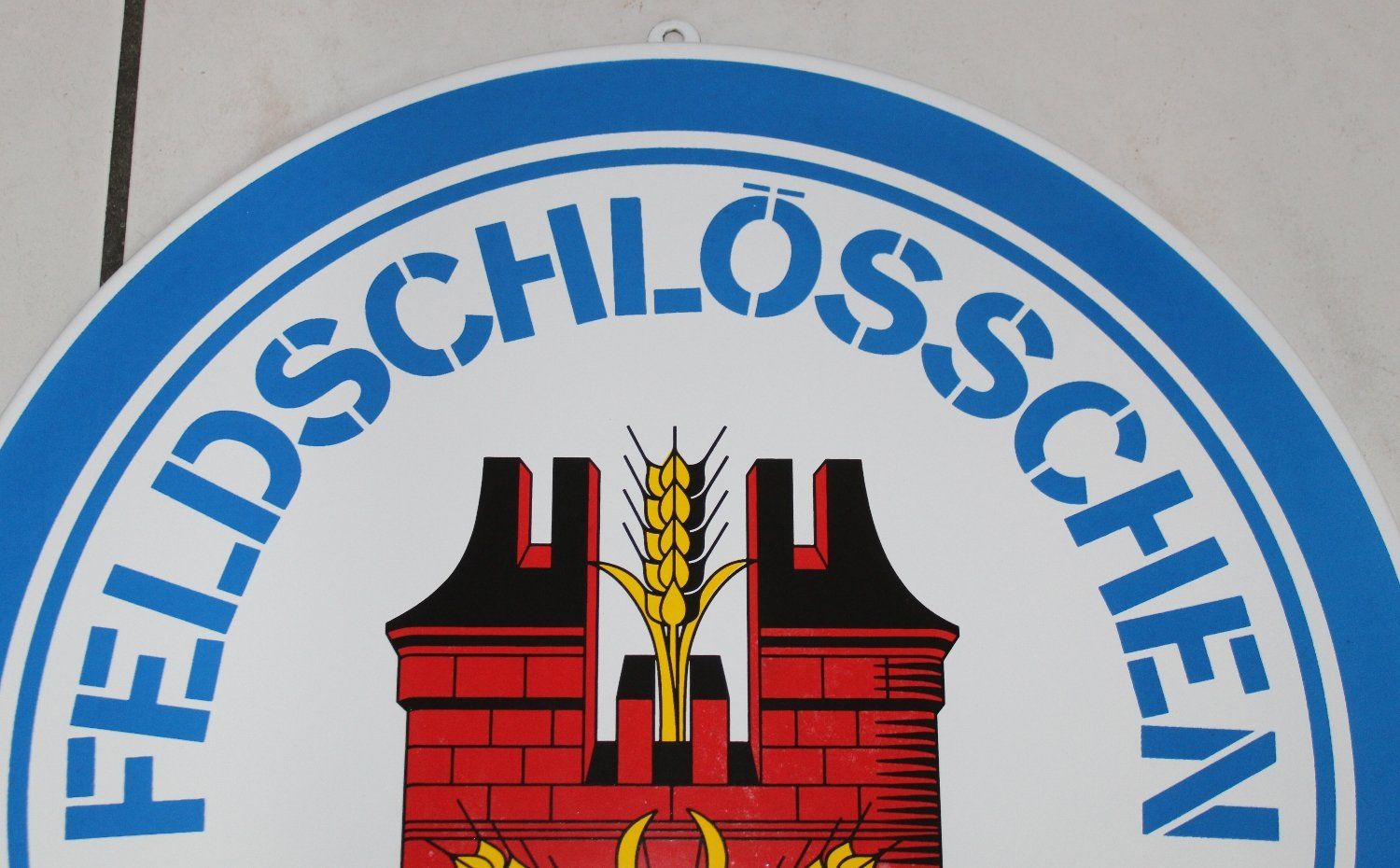 Feldschlösschen Insegne: Feldschlösschen Bier Emailschild – Usato da Lüchingen venduto da Aw67 1