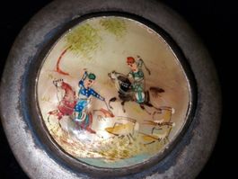 dose mit persischer miniaturbemalung auf abalone perlmutt