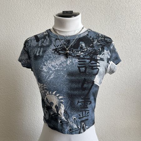Bershka Y2K Print Top S