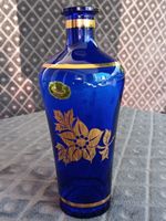 Bouteille vintage en verre bleu cobalt, Décor Cristallerie,
