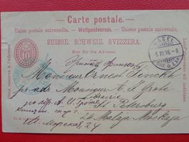 1896, 10c-KARTE von BASEL nach St.Petersburg (RUSSLAND)