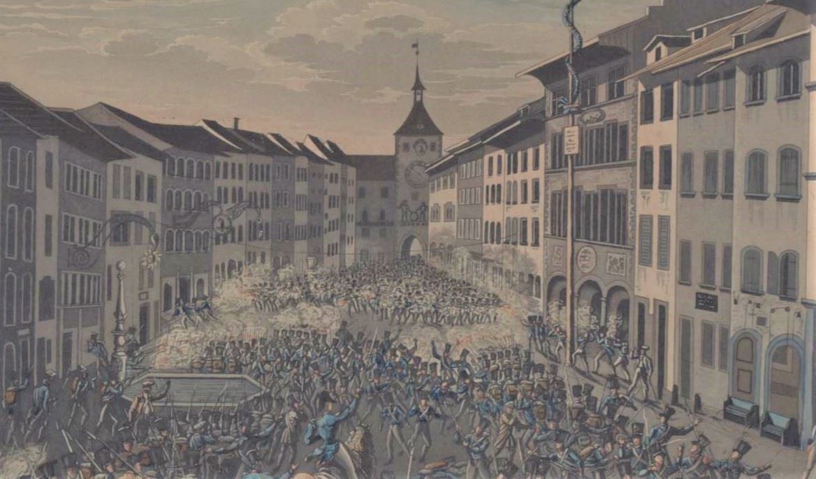 Incisioni: Liestal Innenansicht Aquatinta 1831 – Usato da Rafz venduto da Helvet32 2