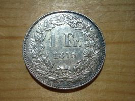 (H3) 1 Franken 1875 VZ-UNZ