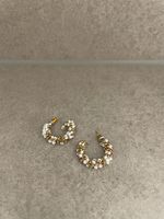 Elegante Ohrringe, Creolen, weiss/gold