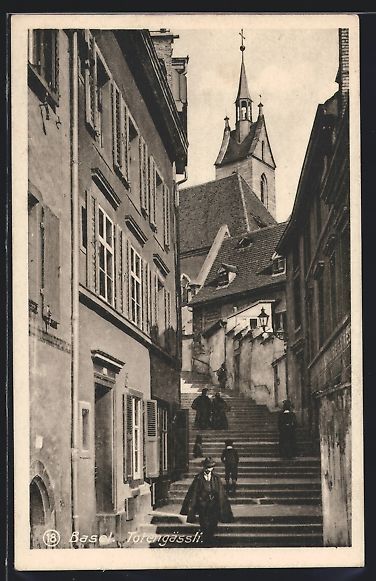 Cartoline postali: Basel, Totengasse mit Blick zum Turm der – Usato da Berlin venduto da bartko-reher