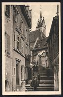 Basel, Totengasse mit Blick zum Turm der