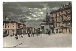 Winterthur (ZH) Bahnhofplatz im Mondschein - belebt - 1912