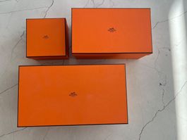 3 Hermes Schachteln Set orange gebraucht guter Zustand