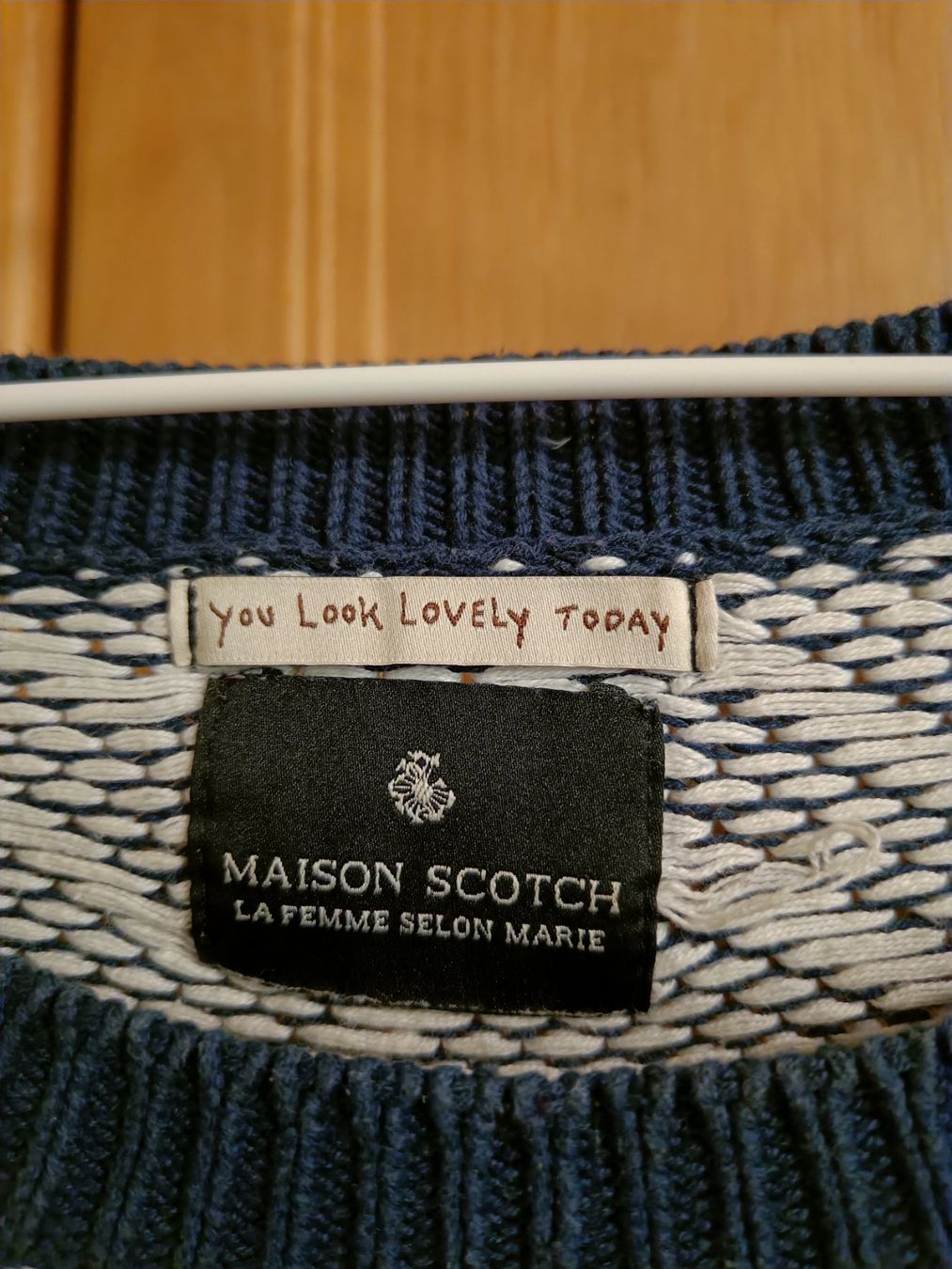 Maison Scotch Maglioni & Felpe: Maison Scotch Strickpullover Chevron Blau Weiss Gr. M – Usato da Zürich venduto da Atelier.Second 1