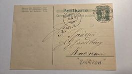 1912 Ganzache mit Stabstempel ZWILLIKON