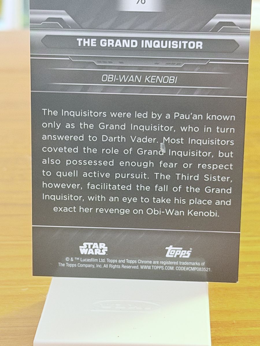 Topps Carte collezionabili: Carte Star Wars Chrome Black Grand Inquisitor, Topps – Nuovo (secondo la descrizione) da Grand-lancy venduto da chr_d9by 1