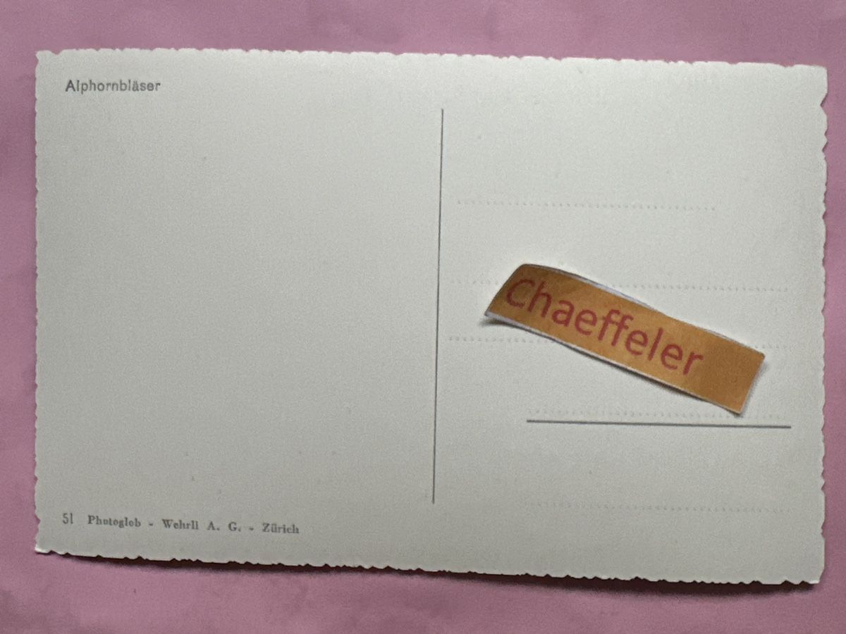 Cartes postales: Alphornbläser mit Eiger Mönch und Jungfrau  – D'occasion à Zürich par Chaeffeler 1