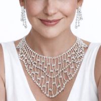 Schmuckset Ohrringe + Collier Strass Schmucklot silber 61