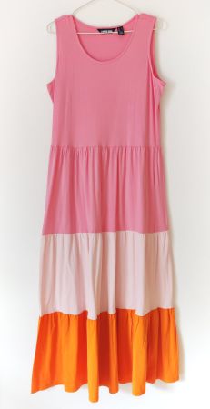 LAND'S END MAXI Stufen-Kleid Baumwolle dress Farbtraum Gr.M