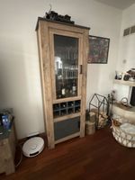 Vitrine mit Weinregal Holzoptik & grau guter Zustand