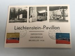 Weltexpo 1958 - Maxikarte vom Liechtenstein-Pavillon