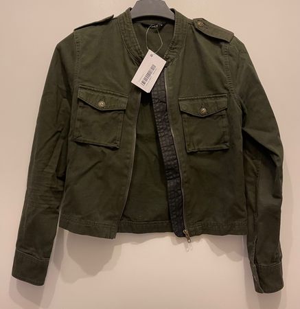 Veste femme ONLY en coton, vert foncé, taille 36