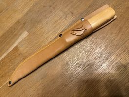 Fischmesser mit Lederscheide Holzgriff Jagdmesser