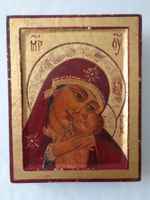 Griechische Ikone Madonna Maria handbemalt - Holz Blattgold