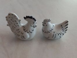 Handbemalt  Hahn 6,1x6,3cm  Huhn 5,8x5,2cm