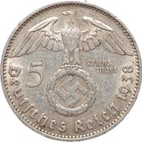 Deutschland 5 Reichsmark Paul von Hindenburg 1938 J