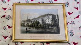 Historischer Druck Universitätsgebäude Basel gerahmt