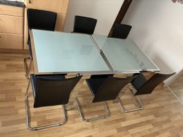 6/4 Personen Esstisch mit Stühlen 90x90cm 90x180cm