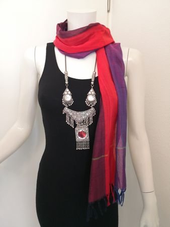 🤩BOHO-CHIC SCHAL ROT-VIOLET NEU