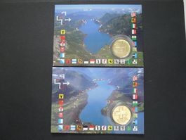 1991 zwei Münzkarten Weg der Schweiz
