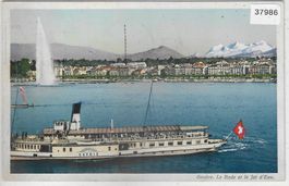 Geneve - Bateau-salon "Savoie" Dampfschiff - Litho