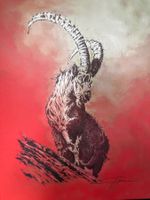 Steinbock Bild  65/85cm Druck auf Leinwand