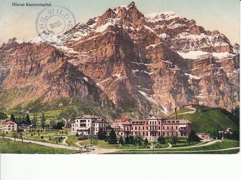 Cartoline postali: Glarus Kantonsspital 1909 – Usato da Bürglen TG venduto da StampGraf