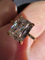 Moissanit Ring 2 Karat Smaragdschliff vergoldet S925 NEU
