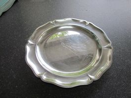 Grosse runde Platte, Tablett, Schale versilbert