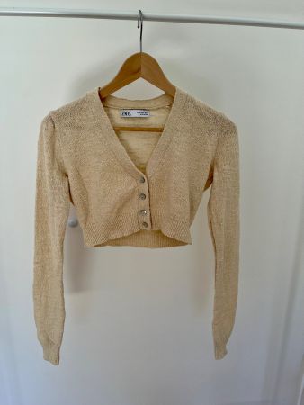 ZARA Cropped Strickjacke / Cardigan Beige – Gr. S - TOP!