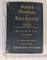 Poor's Manual of Railroads, 1921 Rarität! Antikes Buch!