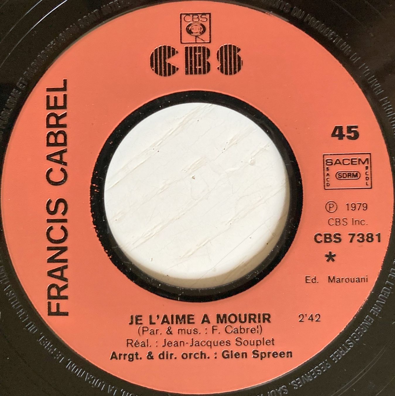 Dischi in vinile: FRANCIS CABREL - JE L'AIME A MOURIR – Usato da Bottens venduto da hotter-than-hell 2