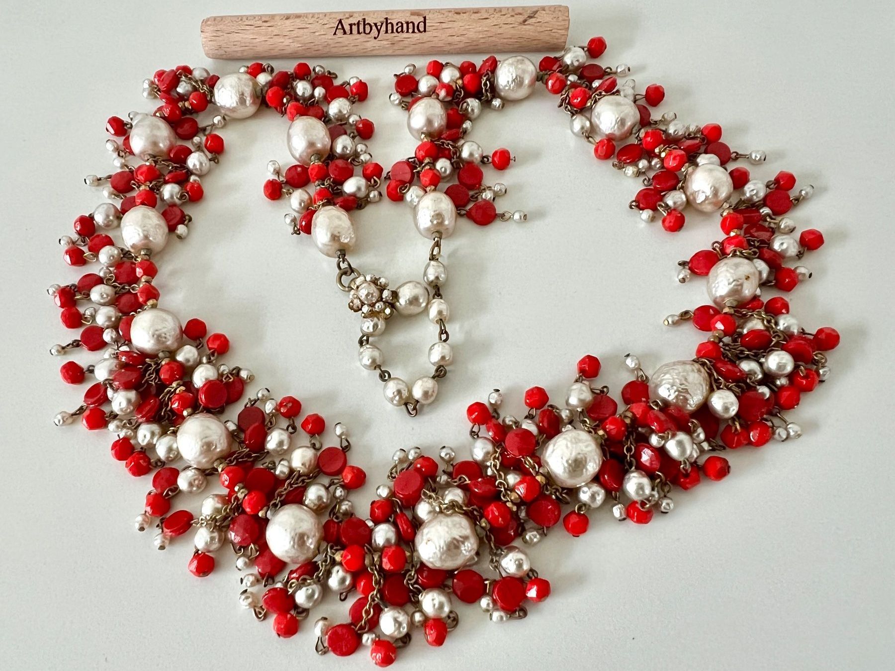 Colliers: Pilgrim Statement Kette Glasperlen Rot Silber 60 cm – D'occasion à Ruswil par artbyhand 4