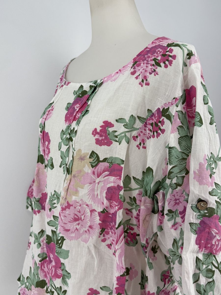 Blusen: Leinen Bluse mit Blumenmuster Gr. 48/50 – Gebraucht aus Auenstein von moin. 2