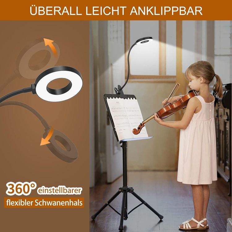 Leselampe Mit Clip & Schwanenhals - 3 Helligkeiten, USB-ladbar, 5000mAh