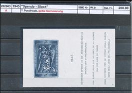 1945 "Spende - Block", ** postfrisch (gelbe Gummierung)