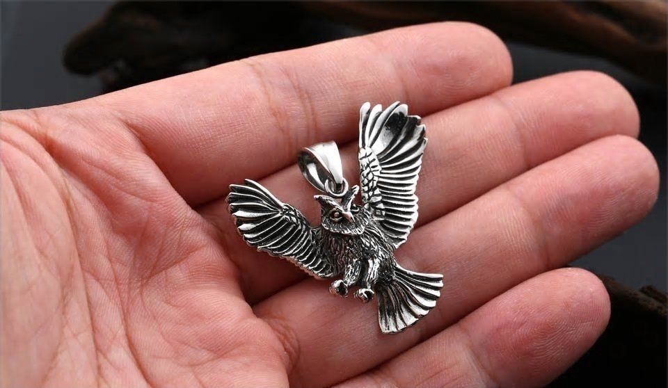 Catenine: NEU: Edelstahl Kette mit EULE Anhänger – Nuovo (secondo la descrizione) da Matten b. Interl venduto da EdelsteineInterlaken 2