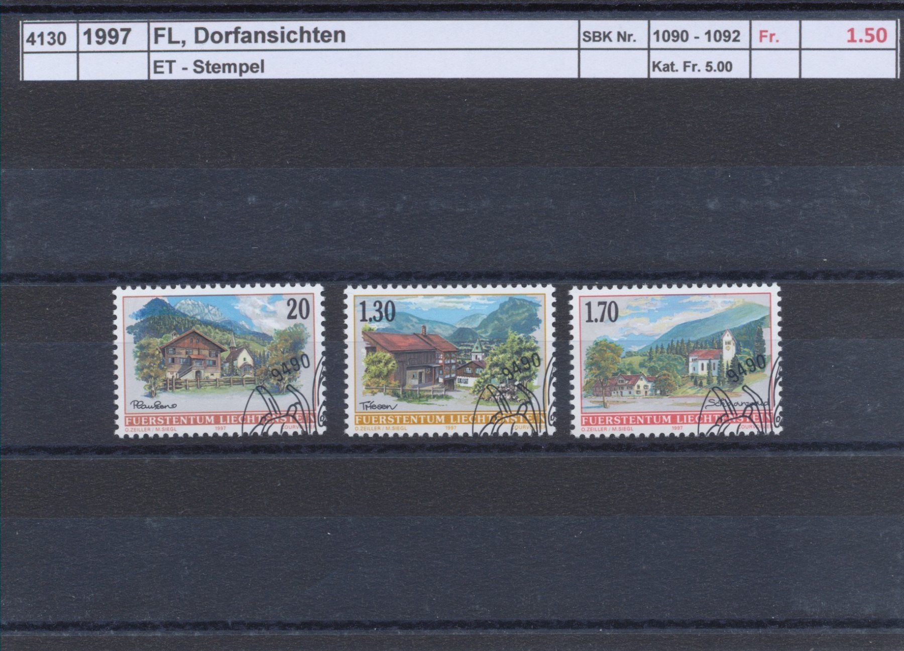 Tutti i francobolli: 1997 FL, "Dorfansichten", ET - Stempel – Usato da Winterthur venduto da Zupogeru