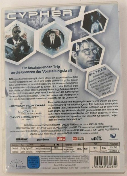 Tutti i DVDs: Cypher   (Deutsch & Englisch)     ©'2002 – Usato da St.Gallen venduto da elk2022 2