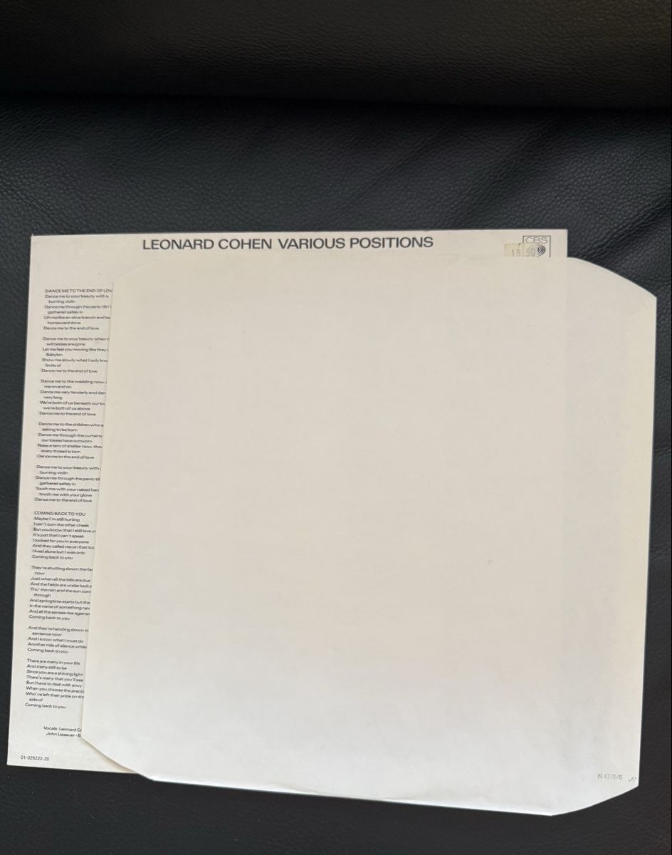 Dischi in vinile: Leonard Cohen Various Positions Vinyl LP Schallplatte – Usato da Goldach venduto da Donpancho 4