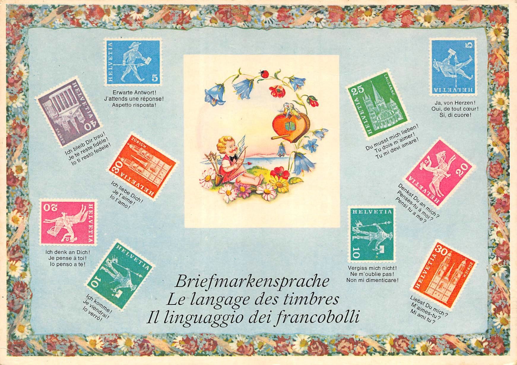 Cartoline postali: Briefmarkensprache – Usato da Ottikon b.Kemptth. venduto da Neptun1974