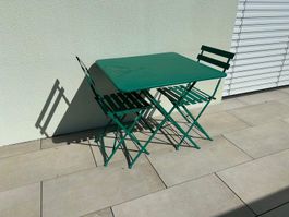 Gartentisch Set, Klapptisch mit 2 Stühlen, Top Zustand
